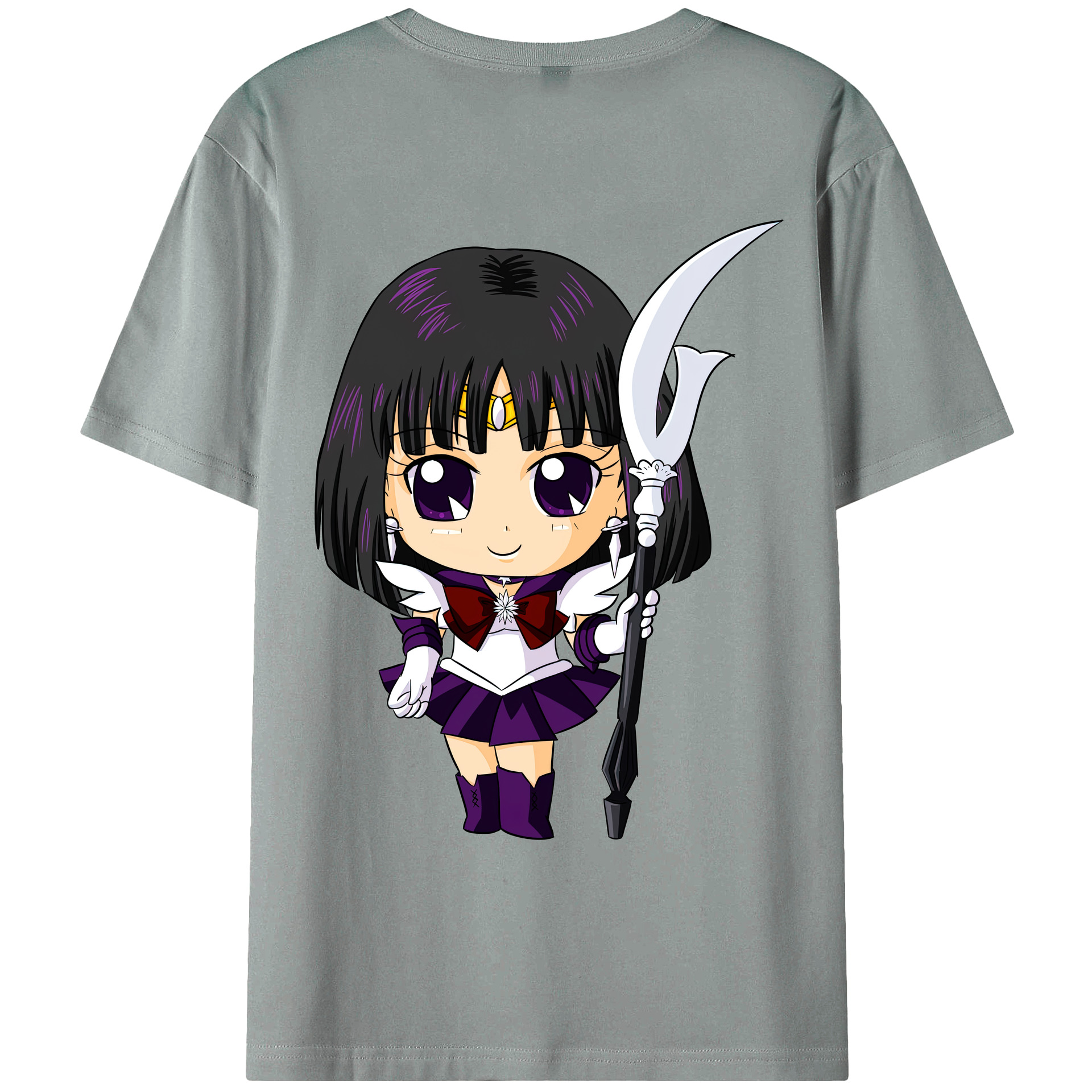 （画像用） 美少女戦士セーラームーン 土萠ほたる Sailor Moon Tomoe Hotaru （セーラーサターン；Sailor Saturn） 綿100％ メンズ半袖Tシャツ（バックプリント） 通気性